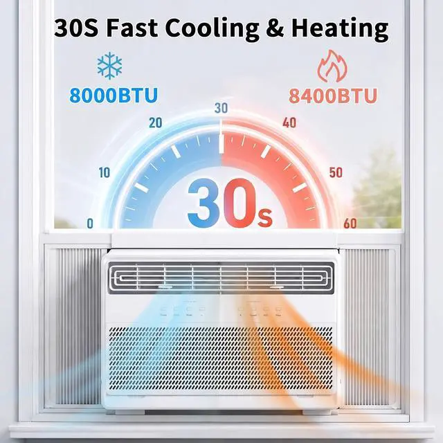 Alt view image 2 of 7 - 8,000 BTU Inverter Window Air Conditioner with Heat, WiFi Enabled Window AC Unit Works with Alexa & Google Assistant, Quiet Operation & Easy Install Kit for Rooms up to 350 Sq Ft, 115V / 60HZ