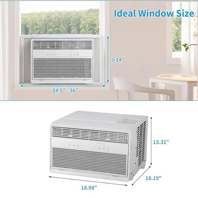Alt view image 6 of 7 - 8,000 BTU Inverter Window Air Conditioner with Heat, WiFi Enabled Window AC Unit Works with Alexa & Google Assistant, Quiet Operation & Easy Install Kit for Rooms up to 350 Sq Ft, 115V / 60HZ