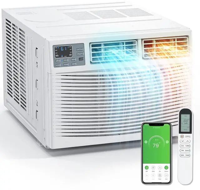 Main image of 12000BTU Window Air Conditioner with Heat & Timer, Wi-Fi Enabled Window AC Unit Compatible with Alexa & Google Assistant & Easy Installation Kit for Rooms up to 550 Sq.Ft, 230V/60Hz