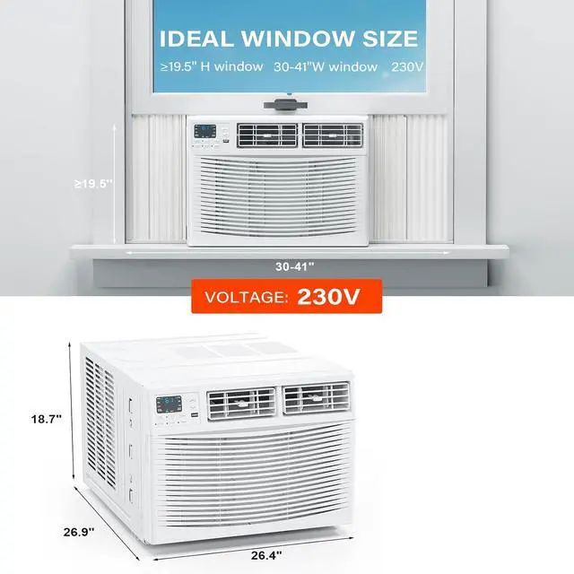 Alt view image 6 of 7 - 23200BTU Window Air Conditioner with Heat & Timer, Wi-Fi Enabled Window AC Unit Compatible with Alexa & Google Assistant & Easy Installation Kit for Rooms up to 1500 Sq.Ft, 230V/60Hz
