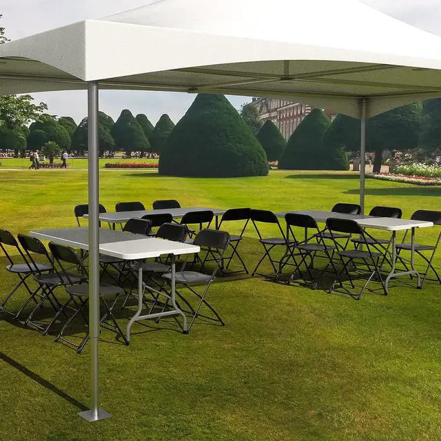 Alt view image 7 of 7 - Folding Chairs Set of 6, Black Plastic Chair Sturdy Seat with Metal Frame, Perfect for Party, Event, Wedding, Birthday, Office, Outside Entertaining