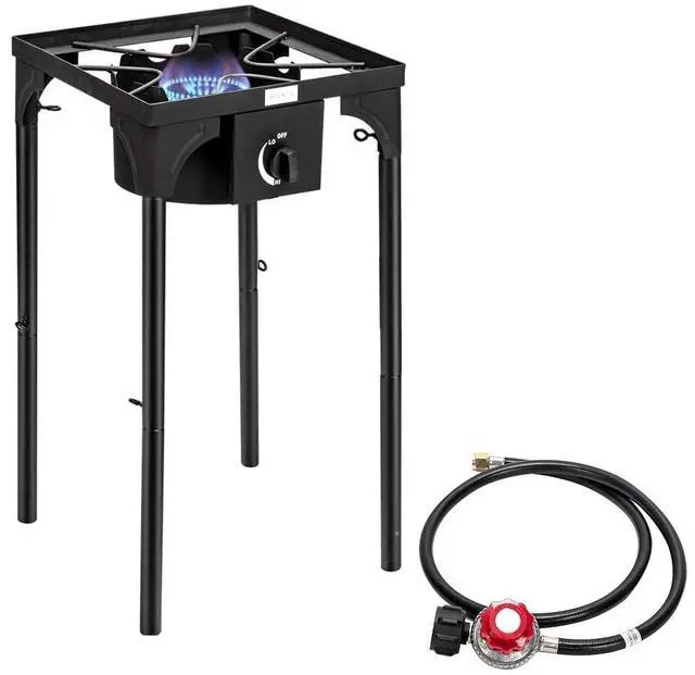Main image of Outdoor Portable Propane Stove Gas Cooker, Heavy Duty Iron Cast Patio Burner with Detachable Stand Legs for Camp Cooking (1-Burner 100,000-BTU)