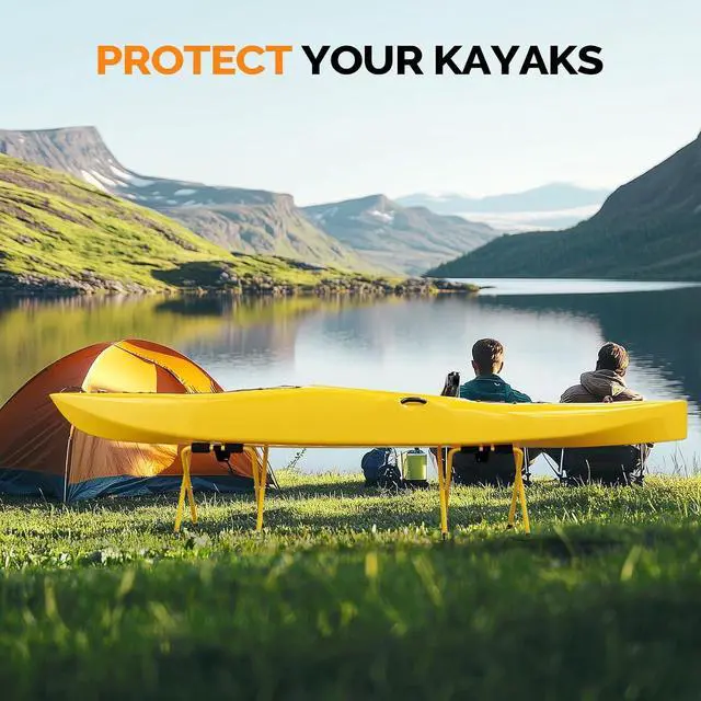 Alt view image 3 of 7 - Portable Kayak Storage Rack, Foldable Kayak Stand, Aluminum Freestanding Storage Rack Accessories for Kayaks, Canoes & SUP Paddle Boards, 150 lbs Capacity, No Assembly