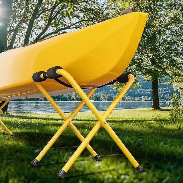 Alt view image 5 of 7 - Portable Kayak Storage Rack, Foldable Kayak Stand, Aluminum Freestanding Storage Rack Accessories for Kayaks, Canoes & SUP Paddle Boards, 150 lbs Capacity, No Assembly