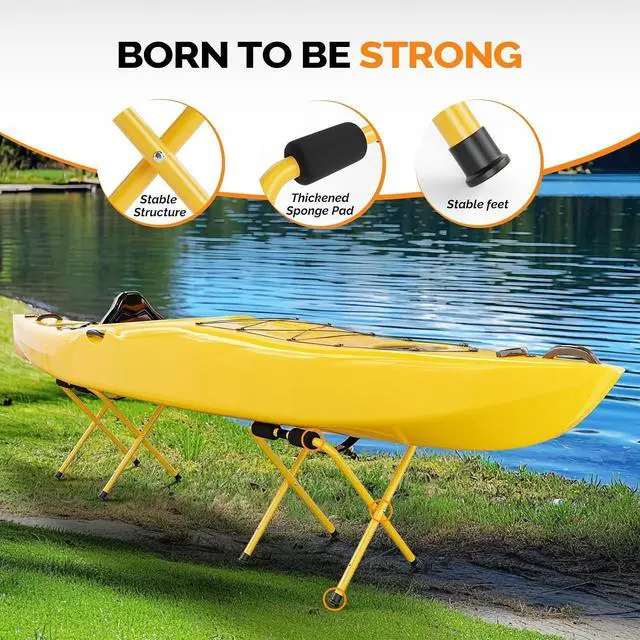 Alt view image 6 of 7 - Portable Kayak Storage Rack, Foldable Kayak Stand, Aluminum Freestanding Storage Rack Accessories for Kayaks, Canoes & SUP Paddle Boards, 150 lbs Capacity, No Assembly