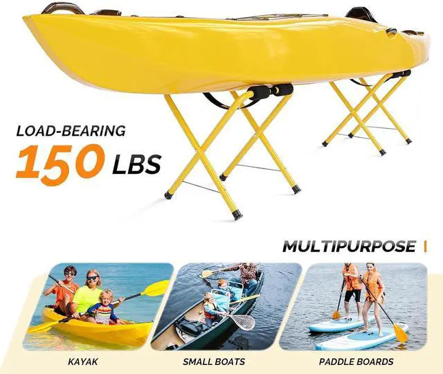 Alt view image 4 of 7 - Portable Kayak Storage Rack, Foldable Kayak Stand, Aluminum Freestanding Storage Rack Accessories for Kayaks, Canoes & SUP Paddle Boards, 150 lbs Capacity, No Assembly