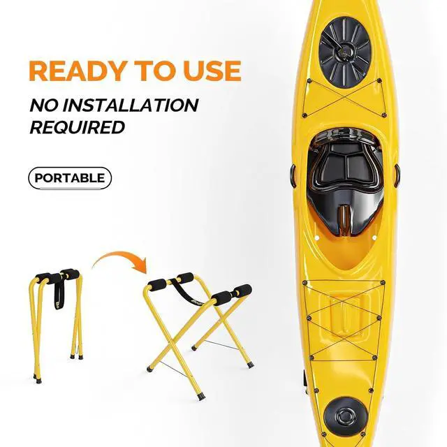 Alt view image 7 of 7 - Portable Kayak Storage Rack, Foldable Kayak Stand, Aluminum Freestanding Storage Rack Accessories for Kayaks, Canoes & SUP Paddle Boards, 150 lbs Capacity, No Assembly