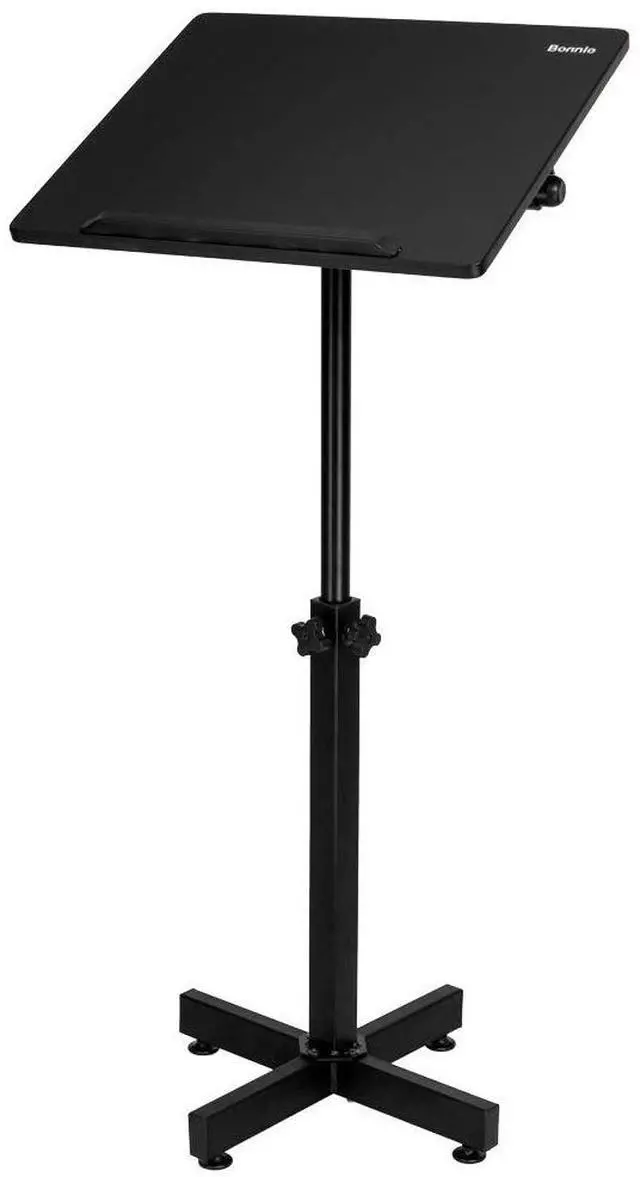 Main image of Classic Lectern Podium Stand, Height Adjustable Mobile Podium, Multi-Purpose Tabletop for Speech, Lecture, Church, Reading or Laptop Desk with Edge Stopper, Black