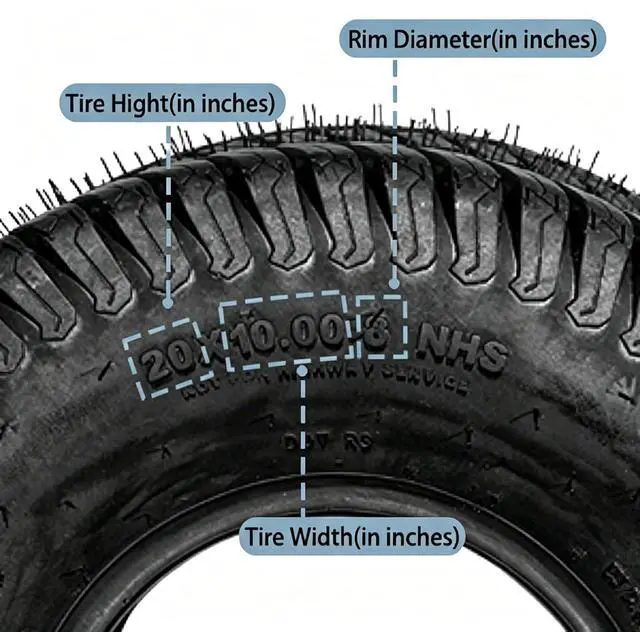Alt view image 5 of 6 - 20x10.00-8 Lawn Mower Tires(2-Pack),4Ply Turf Tire Fits Most Lawn & Garden Riding Mower Tractor Golf Cart Utility Vehicles,20x10x8 Tubeless