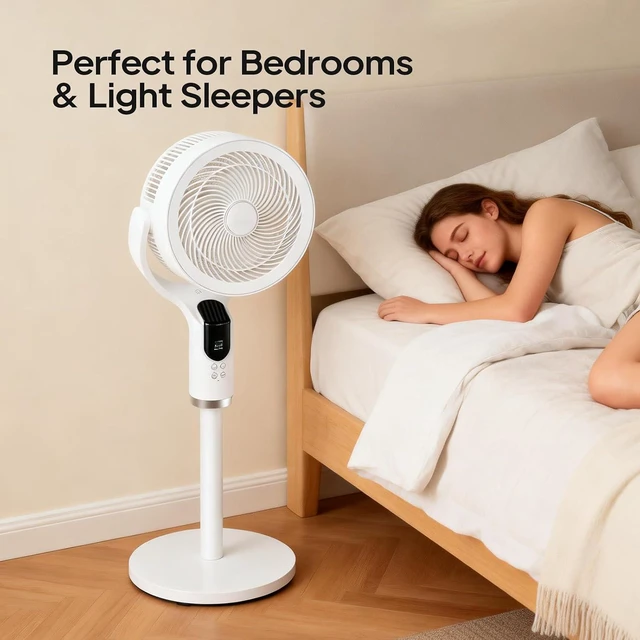 Alt view image 5 of 6 - 3-in-1 Standing Fan for Bedroom with Adjustable Height, Oscillating Fan with 90°+ 90° Omni-Directional Airflow, Pedestal & Tabletop Fan with 8 Speeds & 9H Timer for Home/Dorm/Office