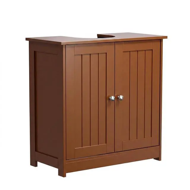 Main image of Pedestal Sink Storage Cabinet, 24" Espresso Under Sink Bathroom Storage Cabinet with 2 Doors and Adjustable Shelf, Traditional Bathroom Space Saver Organizer for Small Spaces, Water-Resistant