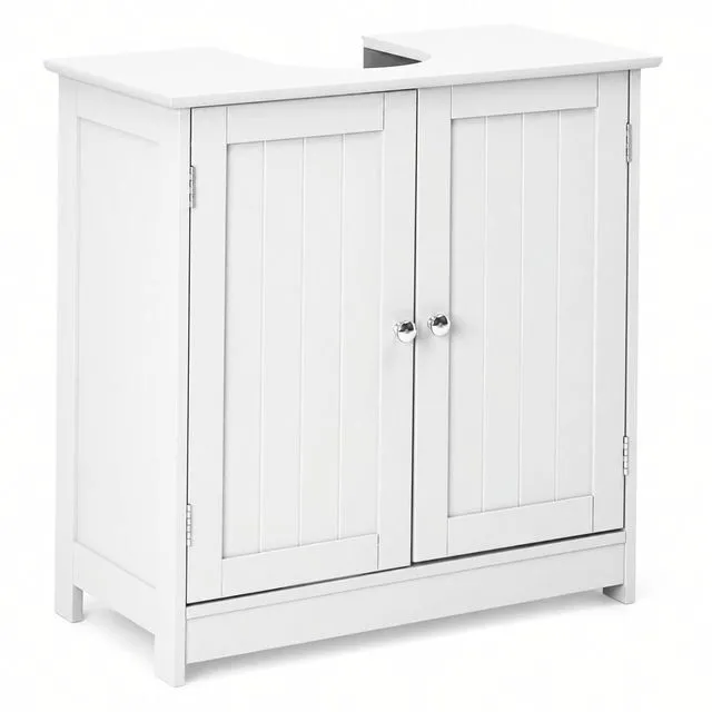 Main image of Pedestal Sink Storage Cabinet with 2 Doors Traditional Under Sink Cabinet Bathroom Space Saver Organizer with Adjustable Shelf White 23 5/8" W x 11 7/16" D x 23 5/8" H