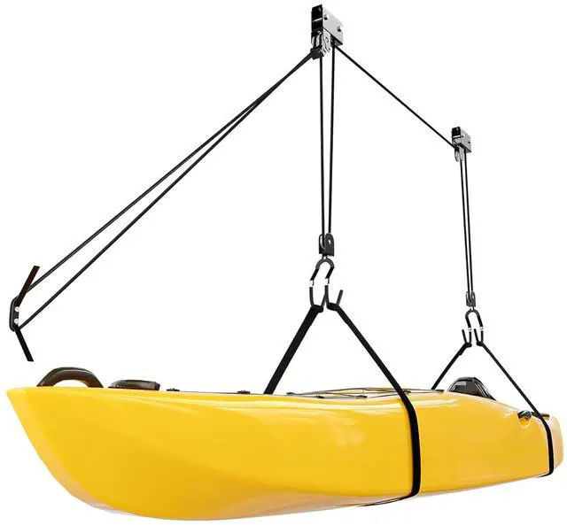 Main image of Pulley System Kayak Hoist, Garage Ceiling Storage Canoe Lift with 150 lbs Capacity Even Works as Bike Lift, Up to 14 ft Ceiling
