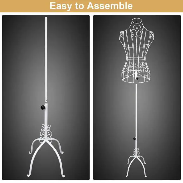 Alt view image 4 of 7 - Female Wire Dress Form, Vintage Style Wire Mannequin for Home Decor Display, Small Size Adjustable Height Metal Wire Body (White)