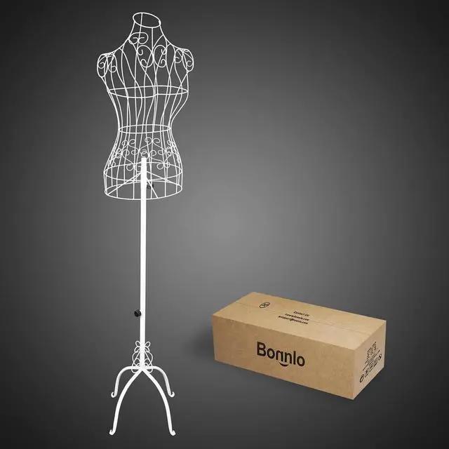 Alt view image 7 of 7 - Female Wire Dress Form, Vintage Style Wire Mannequin for Home Decor Display, Small Size Adjustable Height Metal Wire Body (White)