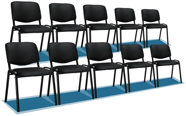 Main image of Waiting Room Chairs, 10-Pack PU Church Chairs Conference Stackable Set, Office Guest & Reception Stacking for Meeting Room, Lobby, Simple&Space-Saving, Pu-black