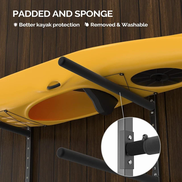 Alt view image 3 of 7 - Adjustable Kayak Storage Rack, Heavy Duty Kayak Wall Rack for Garage Indoor Outdoor Backyard Storage Room, Fits Kayaks Canoes Surfboards Paddle Boards