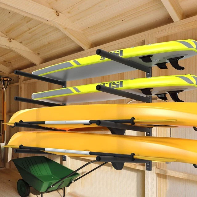 Alt view image 6 of 7 - Adjustable Kayak Storage Rack, Heavy Duty Kayak Wall Rack for Garage Indoor Outdoor Backyard Storage Room, Fits Kayaks Canoes Surfboards Paddle Boards