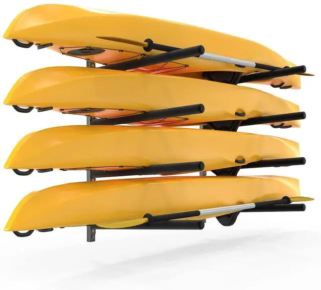 Alt view image 7 of 7 - Adjustable Kayak Storage Rack, Heavy Duty Kayak Wall Rack for Garage Indoor Outdoor Backyard Storage Room, Fits Kayaks Canoes Surfboards Paddle Boards