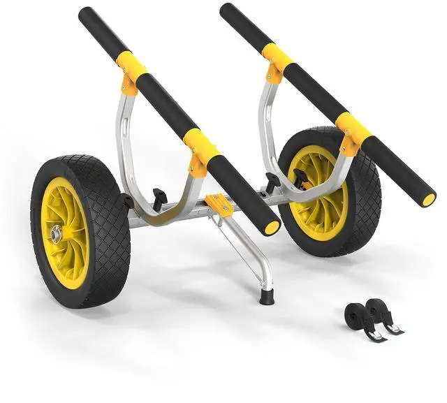 Main image of Kayak Cart, Heavy Duty Universal Kayak Trailer Adjustable Width 6.3"-18.7" Canoe Cart Dolly with 12" Flat-Free Kayak Wheels and Kickstand, 450 Lb Weight Capacity Kayak Trolley Transport