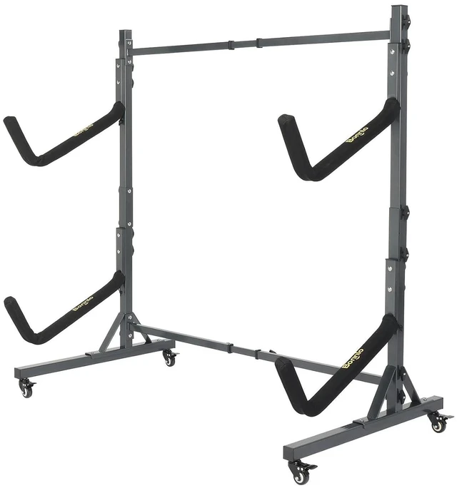 Main image of Kayak Stand Freestanding Storage Rack for Kayak Canoe Boat Paddle Board SUP Surfboard for Indoor Outdoor Garage, Shed, Dock with Lockable Wheels Wide Adjustable