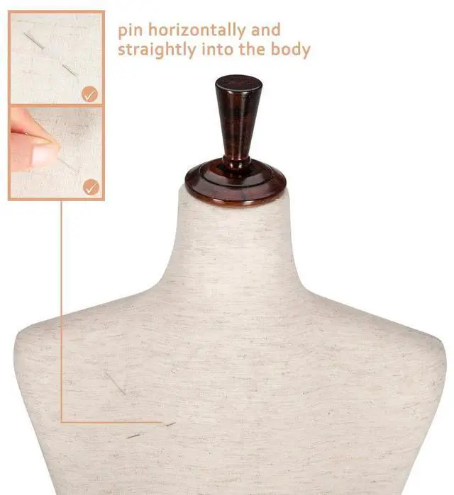 Alt view image 5 of 7 - Upgraded Female Dress Form, Mannequin Torse Body with Adjustable Rubber Wood Stand for Dress Jewelry Display (White, 2-4)