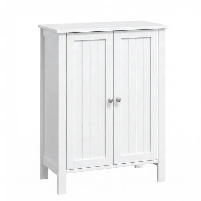 Main image of Bathroom Cabinet Free Standing Floor Storage with Double Door Adjustable Shelf Space Saver Decorative Modern Bathroom Furniture White