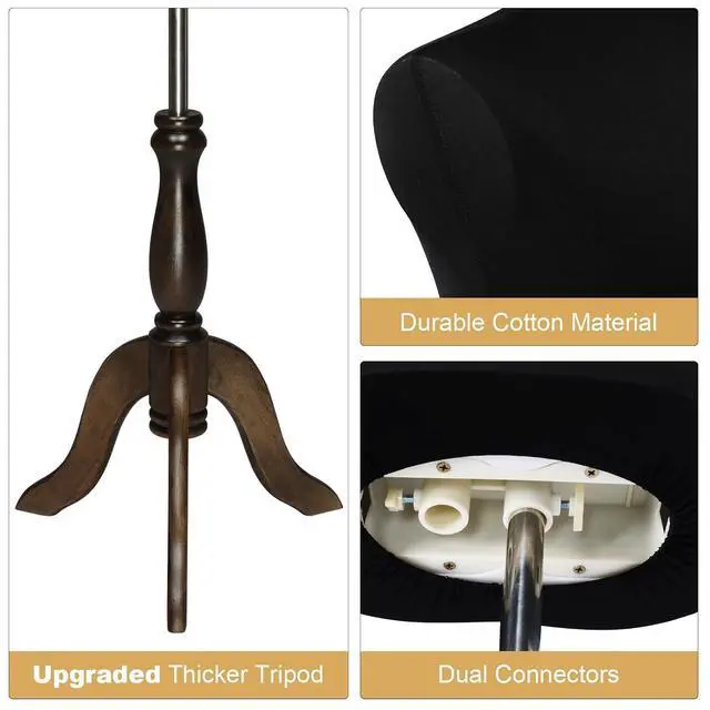 Alt view image 3 of 7 - Male Dress Form, Male Mannequin with Wooden Tripod Stand, Adjustable Height Torso Body for and Display and Sewing (Silk)
