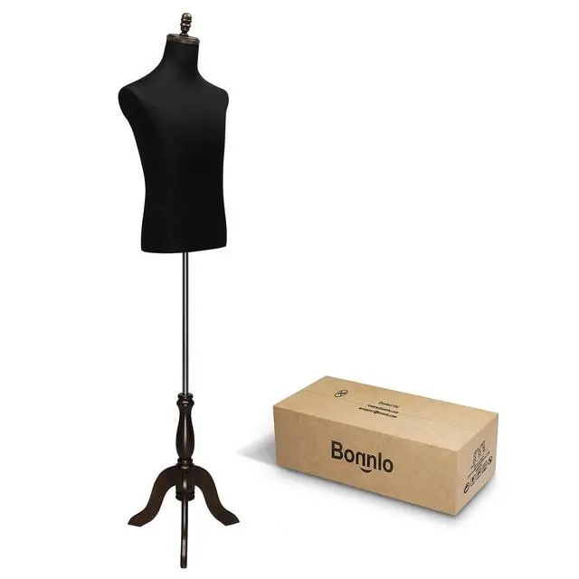Alt view image 7 of 7 - Male Dress Form, Male Mannequin with Wooden Tripod Stand, Adjustable Height Torso Body for and Display and Sewing (Silk)
