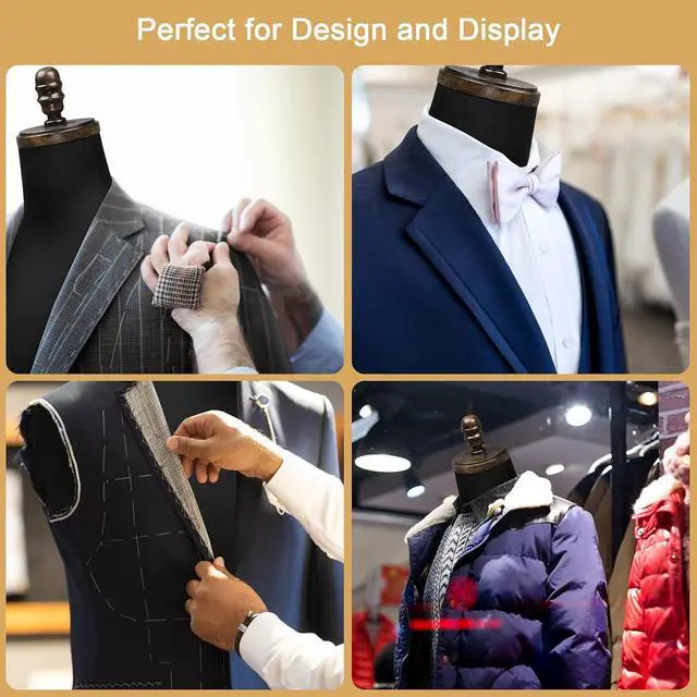 Alt view image 6 of 7 - Male Dress Form, Male Mannequin with Wooden Tripod Stand, Adjustable Height Torso Body for and Display and Sewing (Silk)
