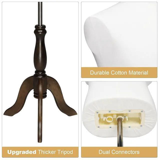 Alt view image 3 of 7 - Male Dress Form, Male Mannequin with Wooden Tripod Stand, Adjustable Height Torso Body for and Display and Sewing (Cotton)