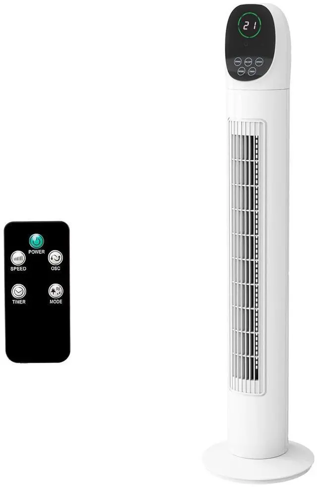 Main image of 34" Tower Fan for Bedroom, Bladeless Floor Fan with Remote Control, 3 Modes, 3 Speeds & Digital Display, Standing Fan with Oscillating, 9H Timer, Quiet Fan for Cooling Home Office