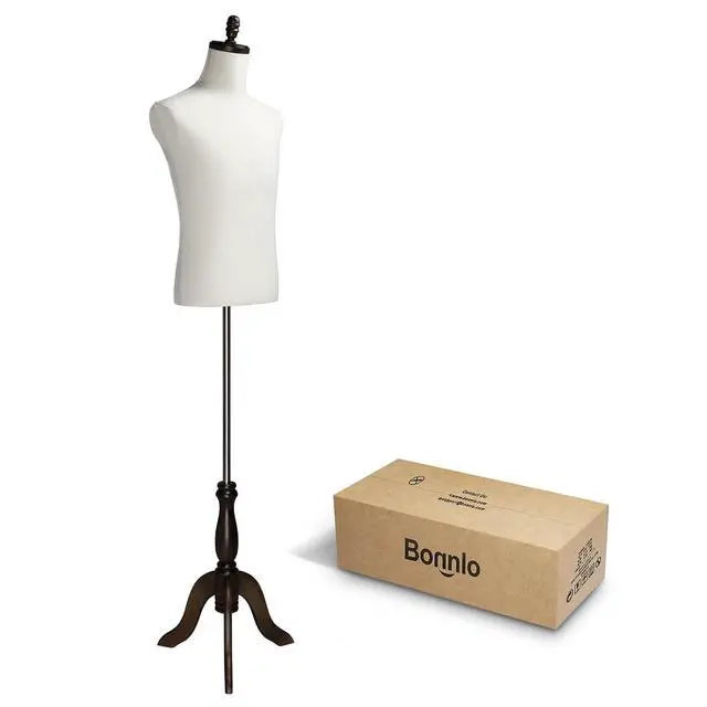 Alt view image 7 of 7 - Male Dress Form, Male Mannequin with Wooden Tripod Stand, Adjustable Height Torso Body for and Display and Sewing (Cotton)