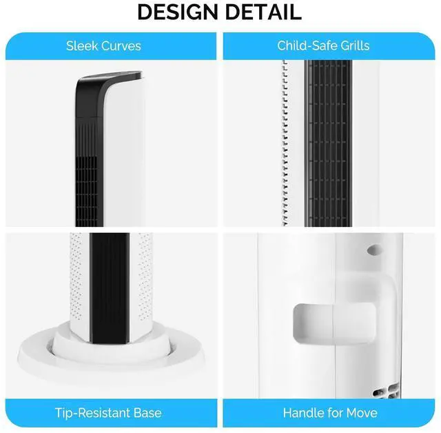 Alt view image 5 of 7 - 42" Tower Fan for Bedroom, Smart Floor Fan with APP & Remote Control, 3 Modes, 3 Speeds, Standing Fan with Oscillating, 12H Timer, Quiet Fan for Cooling Home Office