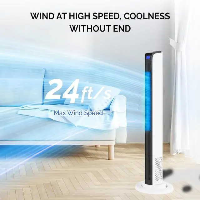 Alt view image 5 of 7 - 42" Tower Fan for Bedroom, Smart Floor Fan with APP & Remote Control, 3 Modes, 3 Speeds, Standing Fan with Oscillating, 12H Timer, Quiet Fan for Cooling Home Office, 2-Pack
