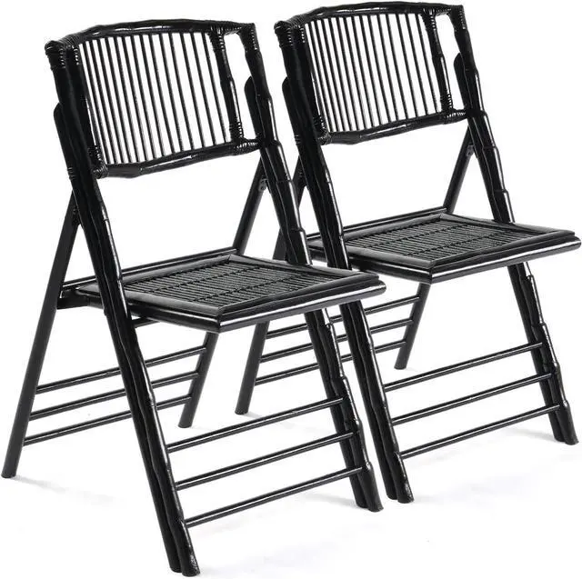 Main image of Bamboo Folding Chairs 1/2/4 Pack Foldable Dining Wood Chairs for Outdoor Indoor Garden Patio Lawn Porch Wedding Party Event,Black