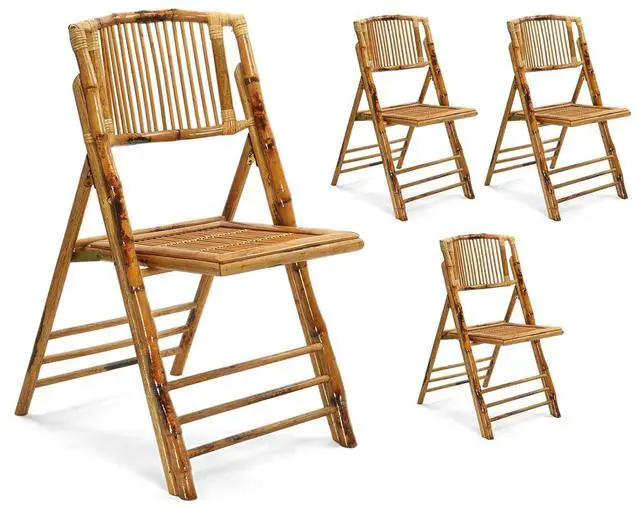 Main image of Bamboo Folding Chairs 1/2/4 Pack Foldable Dining Wood Chairs for Outdoor Indoor Garden Patio Lawn Porch Wedding Party Event
