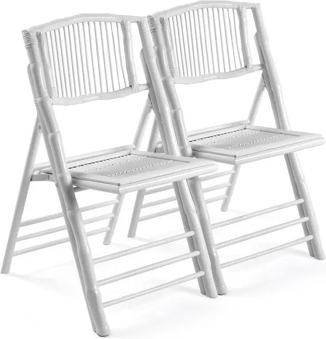 Main image of Bamboo Folding Chairs 1/2/4 Pack Foldable Dining Wood Chairs for Outdoor Indoor Garden Patio Lawn Porch Wedding Party Event,White