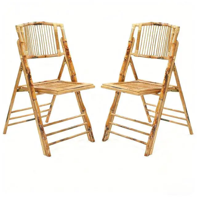 Main image of Bamboo Folding Chairs 1/2/4 Pack Foldable Dining Wood Chairs for Outdoor Indoor Garden Patio Lawn Porch Wedding Party Event