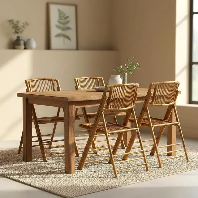 Alt view image 7 of 7 - Bamboo Folding Chairs 1/2/4 Pack Foldable Dining Wood Chairs for Outdoor Indoor Garden Patio Lawn Porch Wedding Party Event