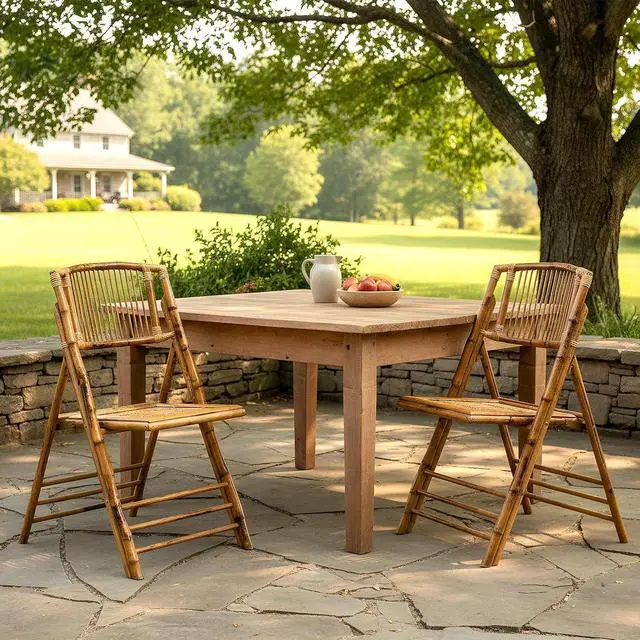 Alt view image 2 of 7 - Bamboo Folding Chairs 1/2/4 Pack Foldable Dining Wood Chairs for Outdoor Indoor Garden Patio Lawn Porch Wedding Party Event