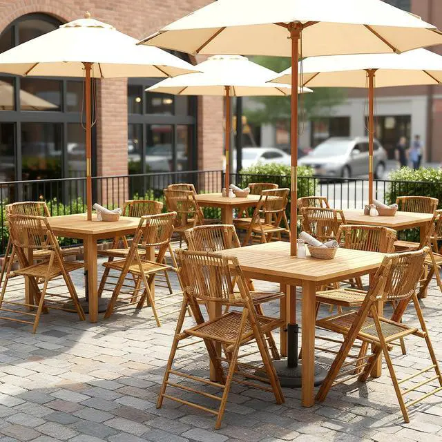 Alt view image 6 of 7 - Bamboo Folding Chairs 1/2/4 Pack Foldable Dining Wood Chairs for Outdoor Indoor Garden Patio Lawn Porch Wedding Party Event