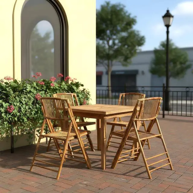 Alt view image 7 of 7 - Bamboo Folding Chairs 1/2/4 Pack Foldable Dining Wood Chairs for Outdoor Indoor Garden Patio Lawn Porch Wedding Party Event