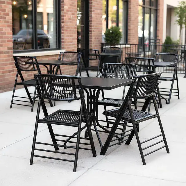 Alt view image 7 of 7 - Bamboo Folding Chairs 1/2/4 Pack Foldable Dining Wood Chairs for Outdoor Indoor Garden Patio Lawn Porch Wedding Party Event,Black