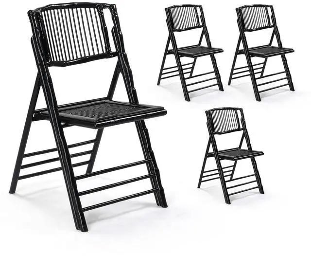 Main image of Bamboo Folding Chairs 1/2/4 Pack Foldable Dining Wood Chairs for Outdoor Indoor Garden Patio Lawn Porch Wedding Party Event,Black