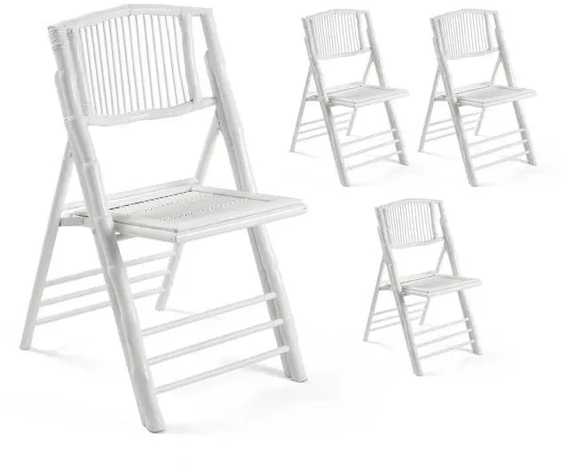 Main image of Bamboo Folding Chairs 1/2/4 Pack Foldable Dining Wood Chairs for Outdoor Indoor Garden Patio Lawn Porch Wedding Party Event,White