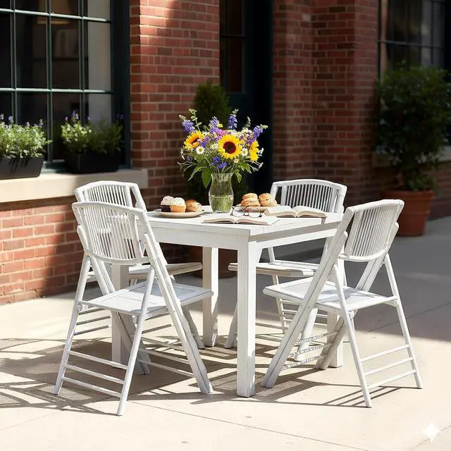 Alt view image 7 of 7 - Bamboo Folding Chairs 1/2/4 Pack Foldable Dining Wood Chairs for Outdoor Indoor Garden Patio Lawn Porch Wedding Party Event,White