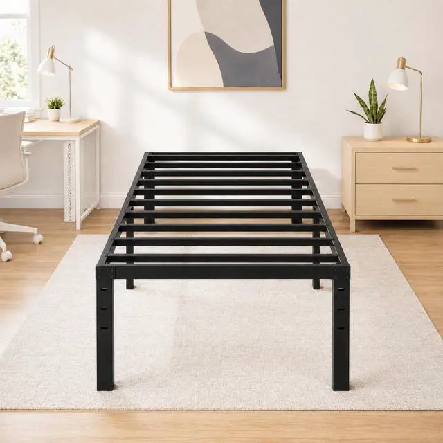 Main image of 12 Inch Metal Platform Twin Bed Frame, Mattress Foundation Replacement,Heavy Duty Steel Slat Support,No Box Spring Needed,Black