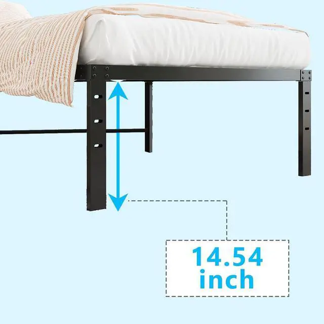 Alt view image 4 of 7 - 16 Inch Metal Platform Twin Bed Frame, Mattress Foundation Replacement,Heavy Duty Steel Slat Support,No Box Spring Needed,Black