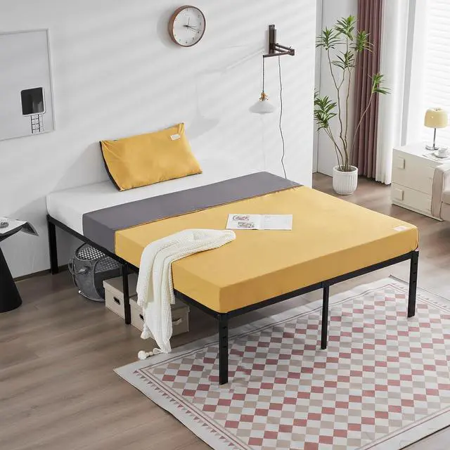 Alt view image 2 of 7 - King Size Bed Frame 12 Inch Platform Bed Metal Mattress Foundation,Heavy Duty Steel Slat Support,No Box Spring Needed,Black